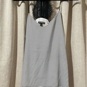 Express Monochrome Striped Cami with Lace